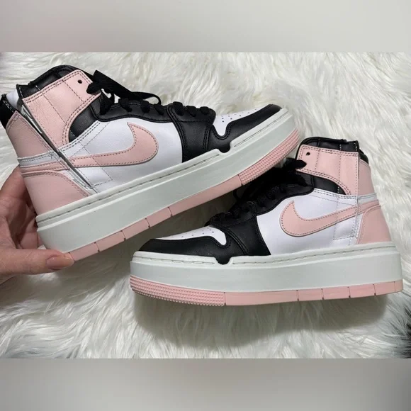 VALENTINE NIKE Womens Air Jordan 1 Elevate High Black in Atmosphere White Sail 8 - Picture 3 of 16